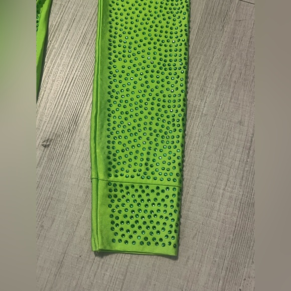 Lime Green Neon off Shoulder Rhinestone Dress 🥳 - Picture 10 of 11